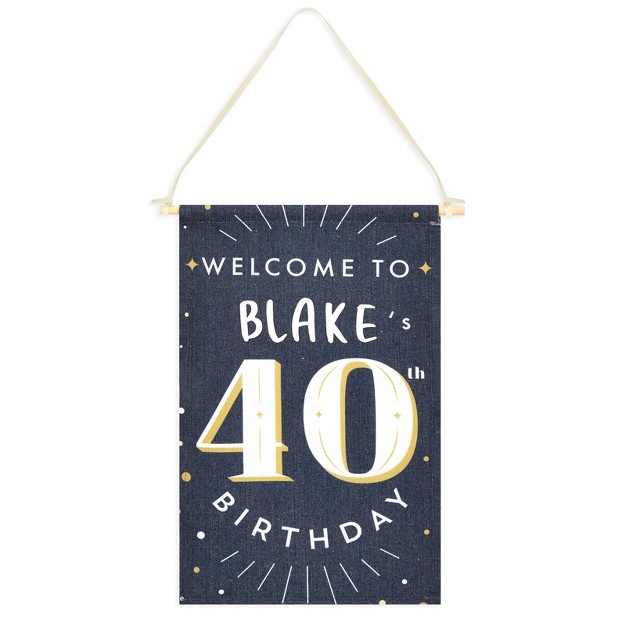 Sparkle And Bash Custom Welcome To 40th Birthday Sign With Sticker For Photo Backdrop Party Decorations Black 9 5 X 15 5 In