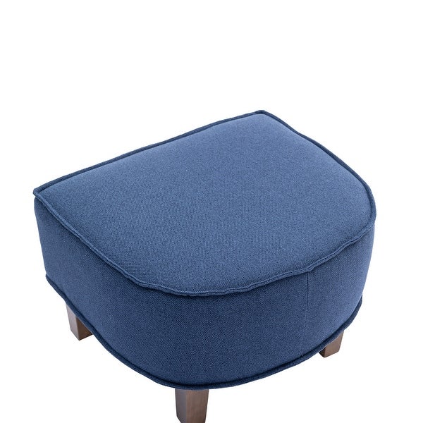 Modern Accent Chair with Ottoman， Mid Century Barrel Chair Lounge Chairs Upholstered Round Armchairs for Living Room， Navy