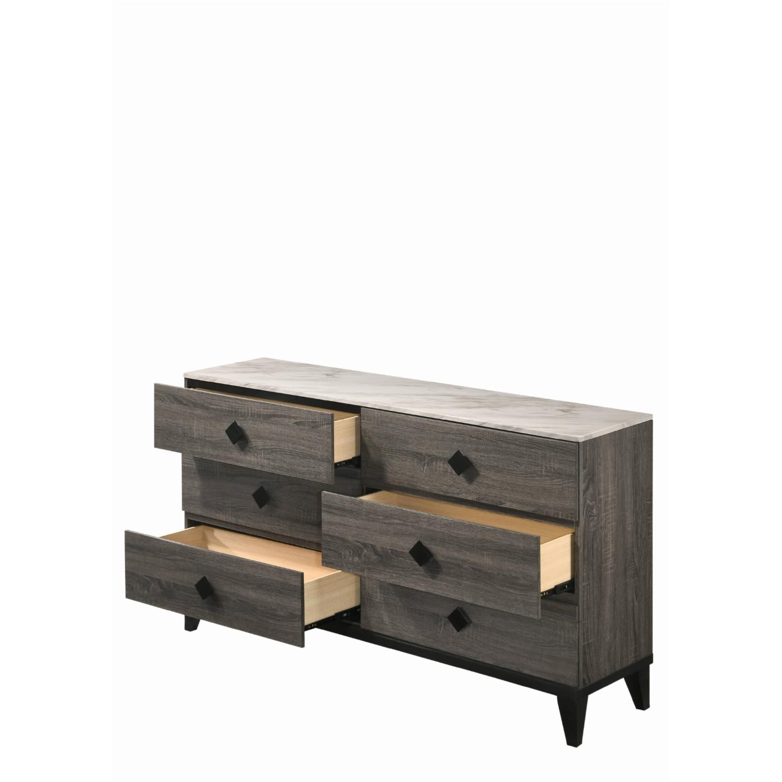 Avantika Dresser in Faux Marble & Rustic Gray Oak