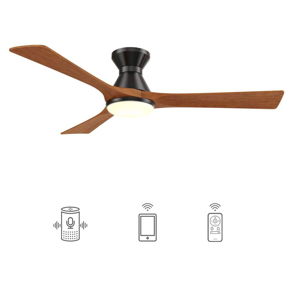 CARRO Antrim 52 in. Integrated LED IndoorOutdoor Black Smart Ceiling Fan with Light and Remote Works with AlexaGoogle Home HS523A2-L12-BM2-1-FM