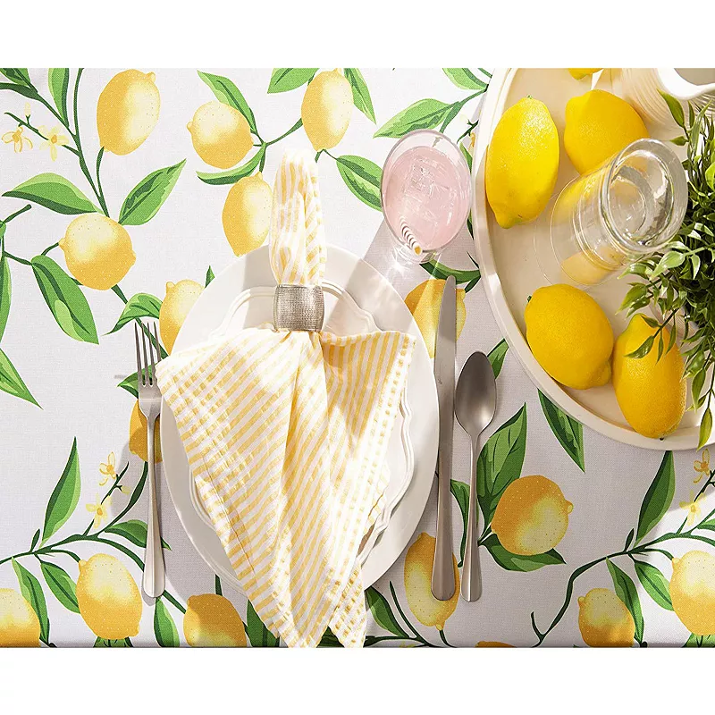 120 Outdoor Tablecloth with Lemon Bliss Print Design