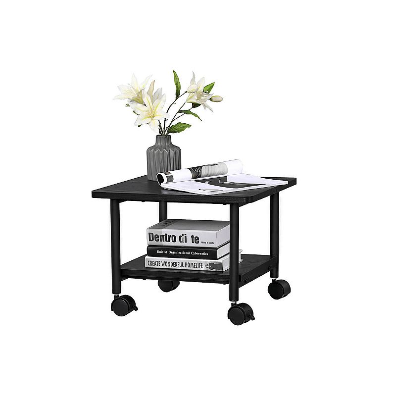 Industrial Under Desk Printer Stand， 2-Tier Mobile Machine Cart with Shelf