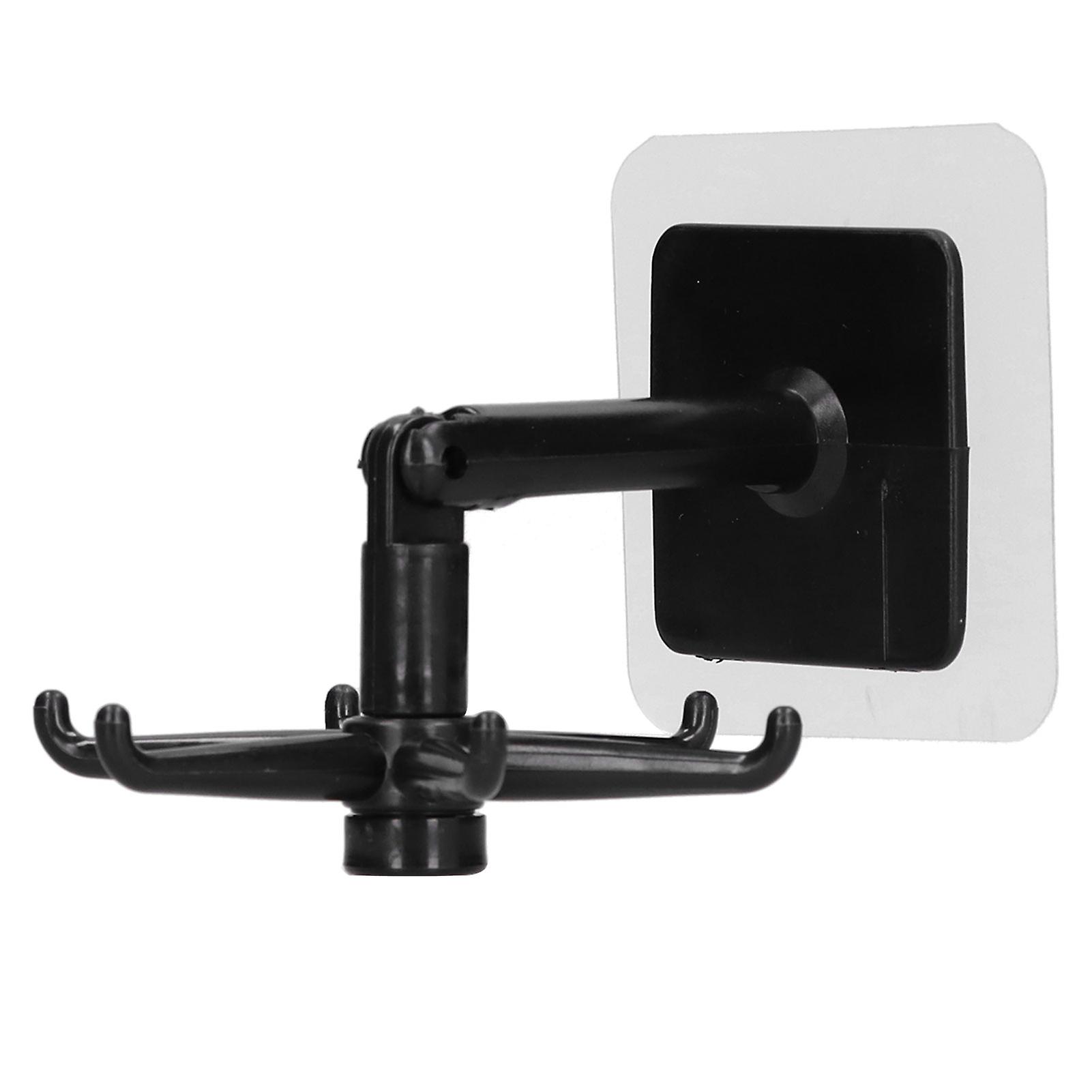 No-Punch Unique Shape Hook Rotatable Storage Holder Wall Hanger for Home BathroomBlack