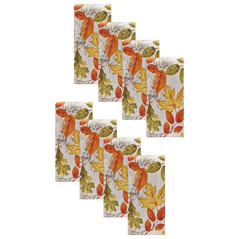 Elrene Home Fashions Autumn Leaves Fall Printed Napkins， Set of 8