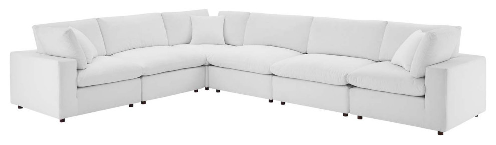 Commix Down Filled Overstuffed Performance Velvet 6 Piece Sectional   Transitional   Sectional Sofas   by ShopFreely  Houzz