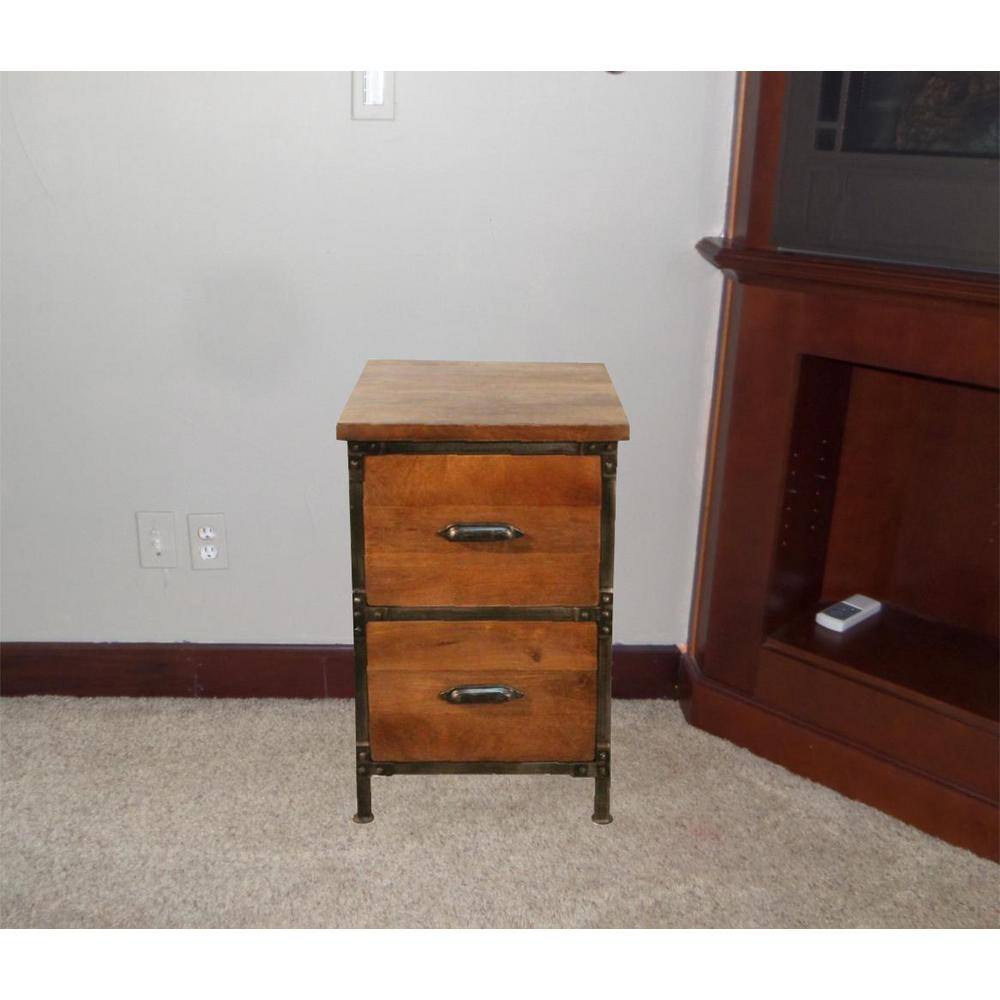 Rustic 2-Drawer Brown Filing Cabinet BRA47