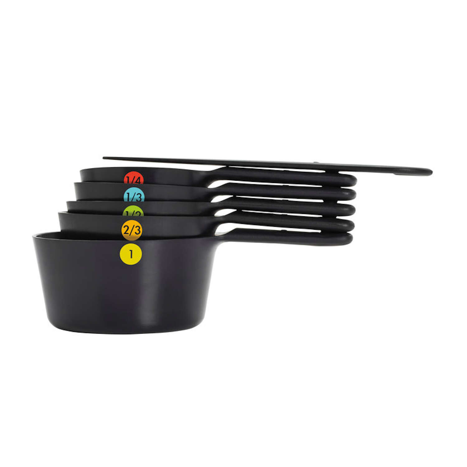 OXO Good Grips 1/4， 1/3， 1/2， 2/3， 1 cups Plastic Black Measuring Cup