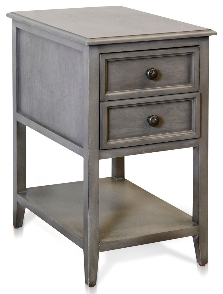 Vintage Gray Two Drawer Side Table 15 quotWx25 quotH19 quotD   Transitional   Side Tables And End Tables   by StyleCraft  Houzz