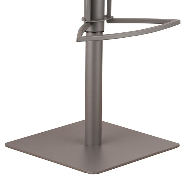 Grey Faux Leather Armless Swivel Bar Stool with Grey Metal Base - 43