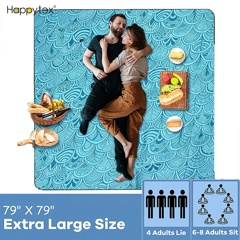 2021 Newest Outdoor Picnic Blanket Sand Proof And Waterproof Portable Pizza Mat for Camping Hiking Travel Festivals