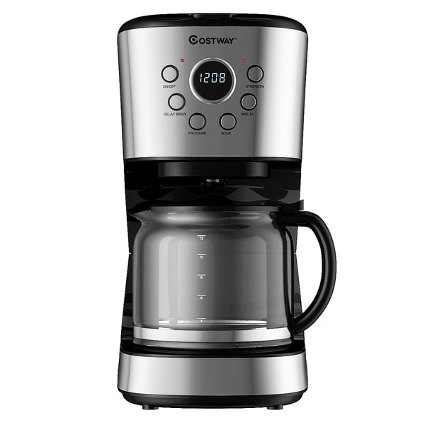 12-Cup Programmable Coffee Maker with LCD Display and 24hrs Timer