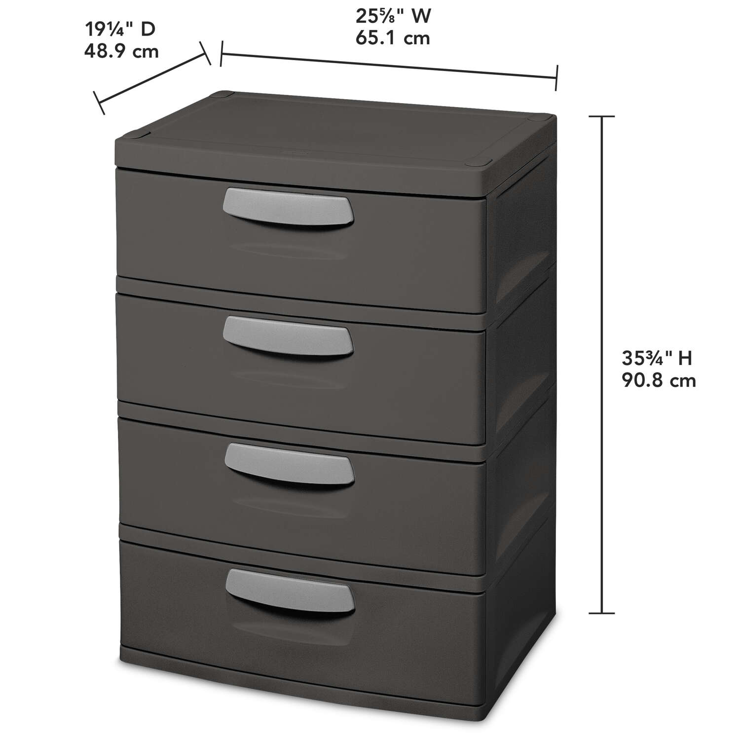 Sterilite 11.9 cu ft Gray Drawer Organizer 35.75 in. H X 25.625 in. W X 19.25 in. D Stackable