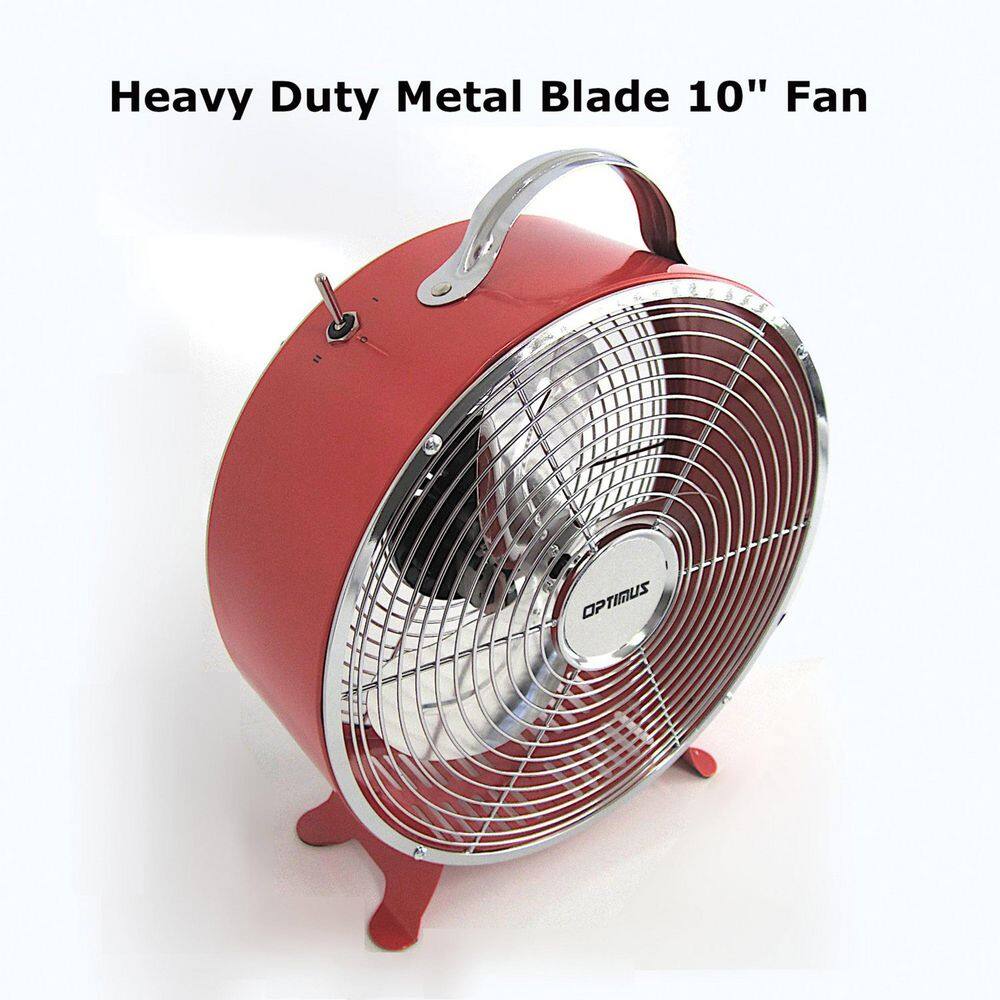 Optimus F-6310RD 10 Inch 2 SPeed Portable Retro Drum Fan in Red 985118744M