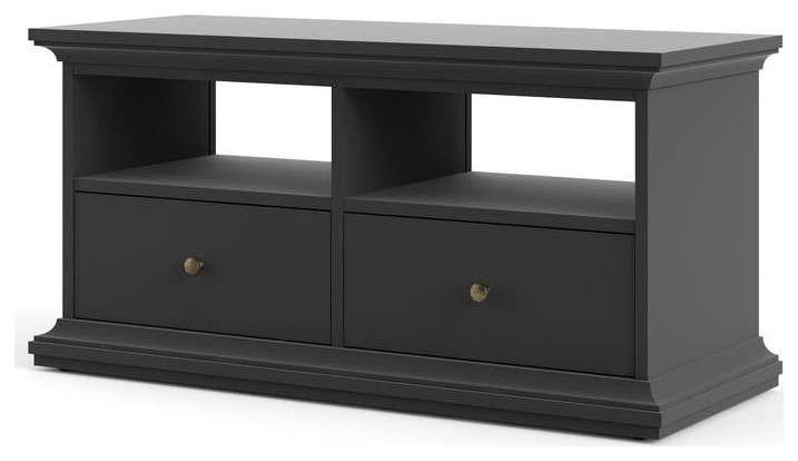 Sonoma 2 Drawer TV Stand with 2 Shelves  Black Lead   Transitional   Entertainment Centers And Tv Stands   by BisonOffice  Houzz