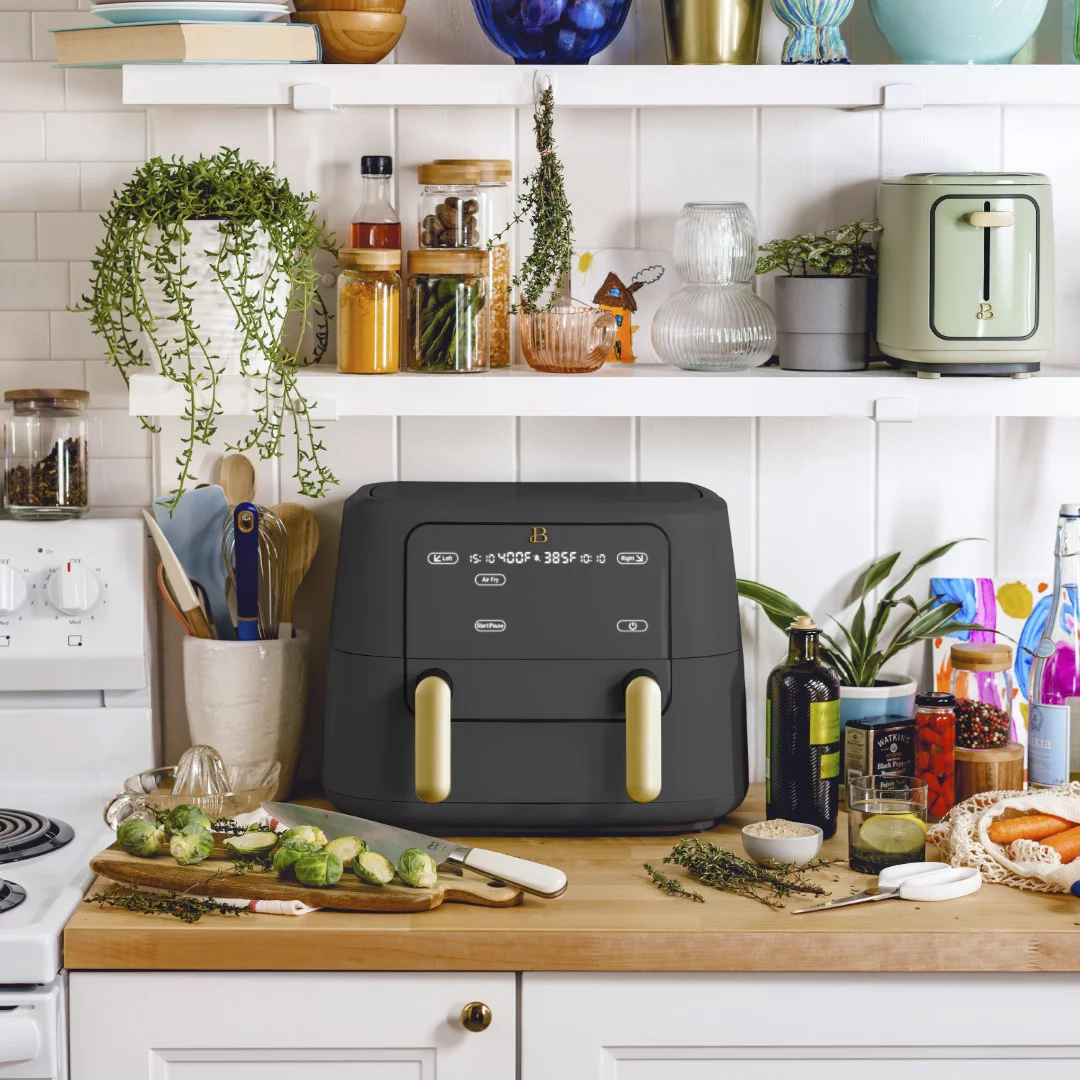 Beautiful 9QT TriZone Air Fryer， Oyster Grey by Drew Barrymore