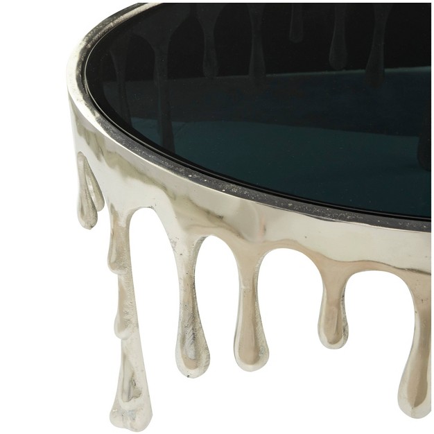 Contemporary Melting Drip Metal And Tempered Glass Coffee Table Olivia amp May