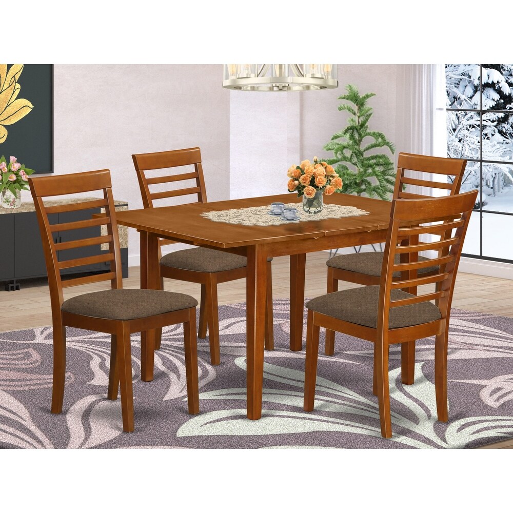 East West Furniture 5 Piece Dining Table Set  a Rectangle Kitchen Table and 4 Dining Room Chairs  Saddle Brown (Seat Options)