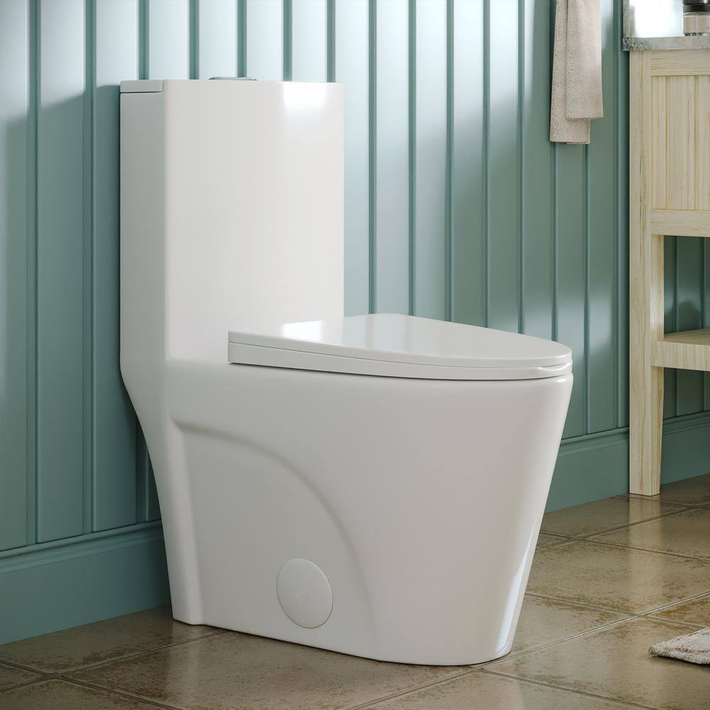 DEERVALLEY DeerValley Ace 1-piece 1.11.6 GPF Dual Flush Elongated Toilet in Glossy White Seat Included DV-1F52102