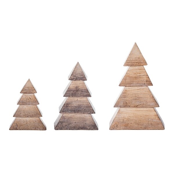 Transpac Resin 10 in. Brown Christmas Textured Tree Set of 3