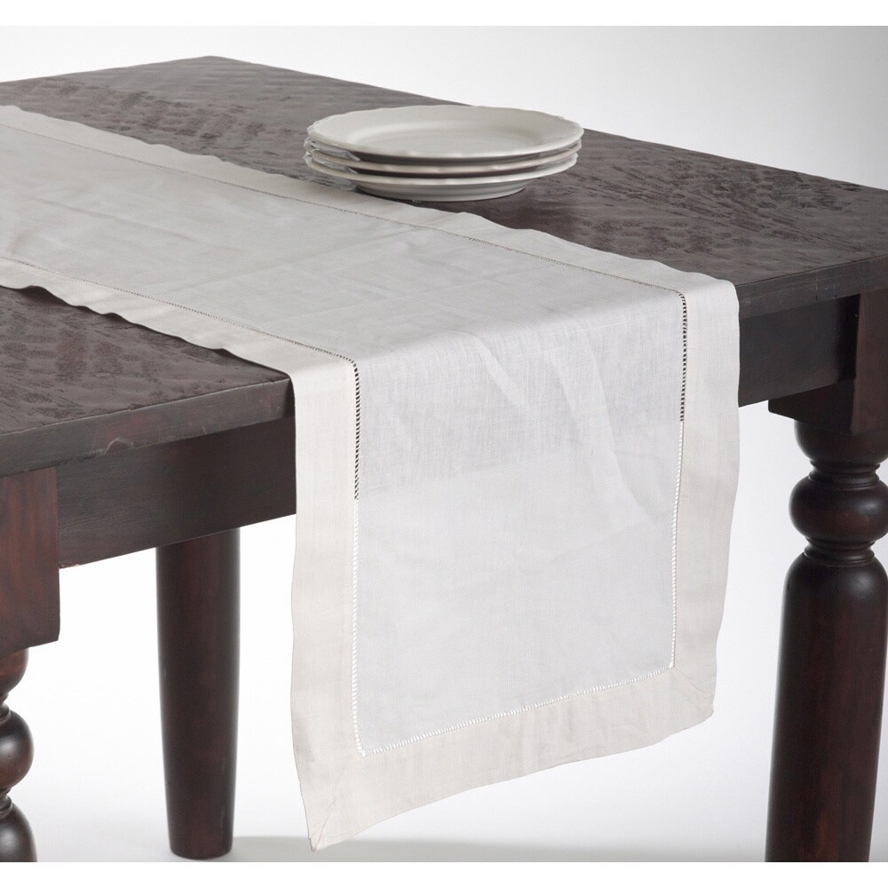 Hemstitched Linen Blend Table Runner