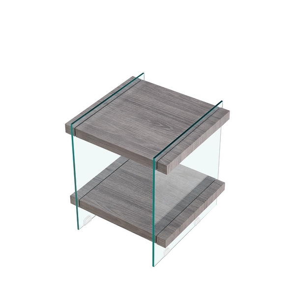 Modern nightstand end table with Sleek and Sturdy Tempered Glass Leg