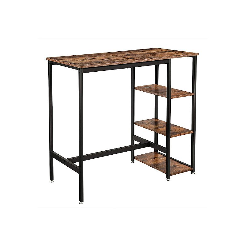 Industrial Bar Table With Storage Shelves Rustic Brown