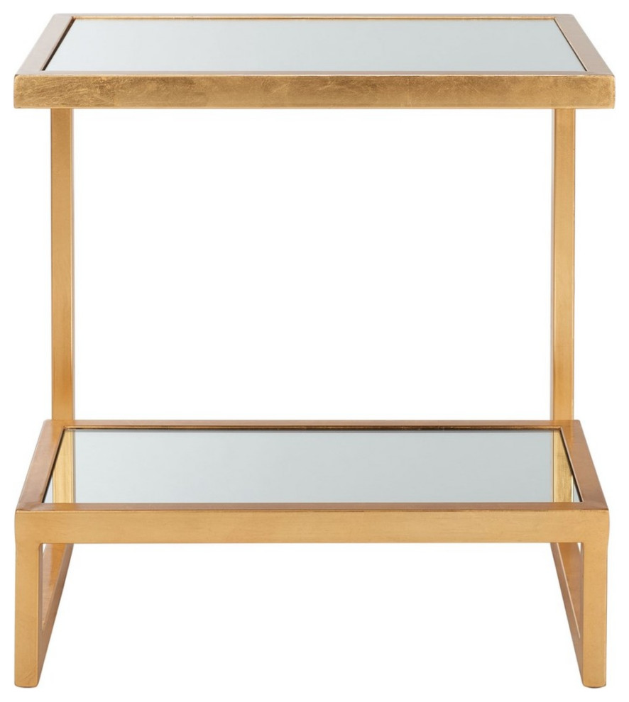 Nettie Mirror Top Gold Accent Table Gold   Contemporary   Side Tables And End Tables   by Peachtree Fine Furniture  Houzz