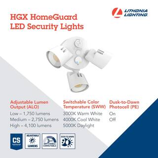 Lithonia Lighting Contractor Select HGX 3-Head Adjustable Lumen and Color Temperature White Outdoor Integrated LED Flood Light HGX LED 3RH ALO SWW2 120 PE WH M2