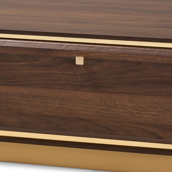 Cormac Transitional Wood and Metal 2-Drawer Coffee Table