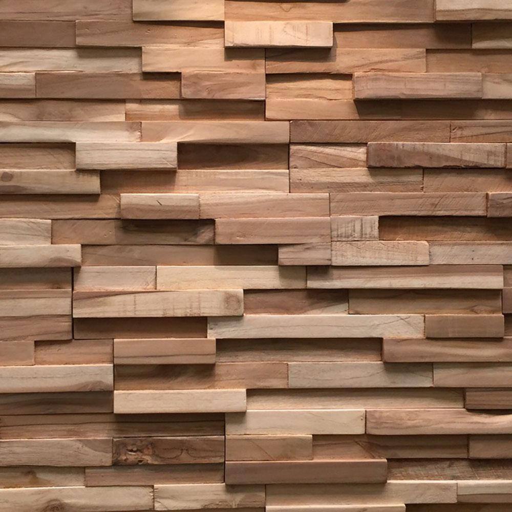 WALL!SUPPLY 0.79 in. x 7.09 in. x 19.49 in UltraWood Teak Firenze Jointless Z-shape Interlocking (10-Pack) 22760111