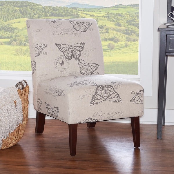 Linon Bradford Accent Chair with Butterfly Print