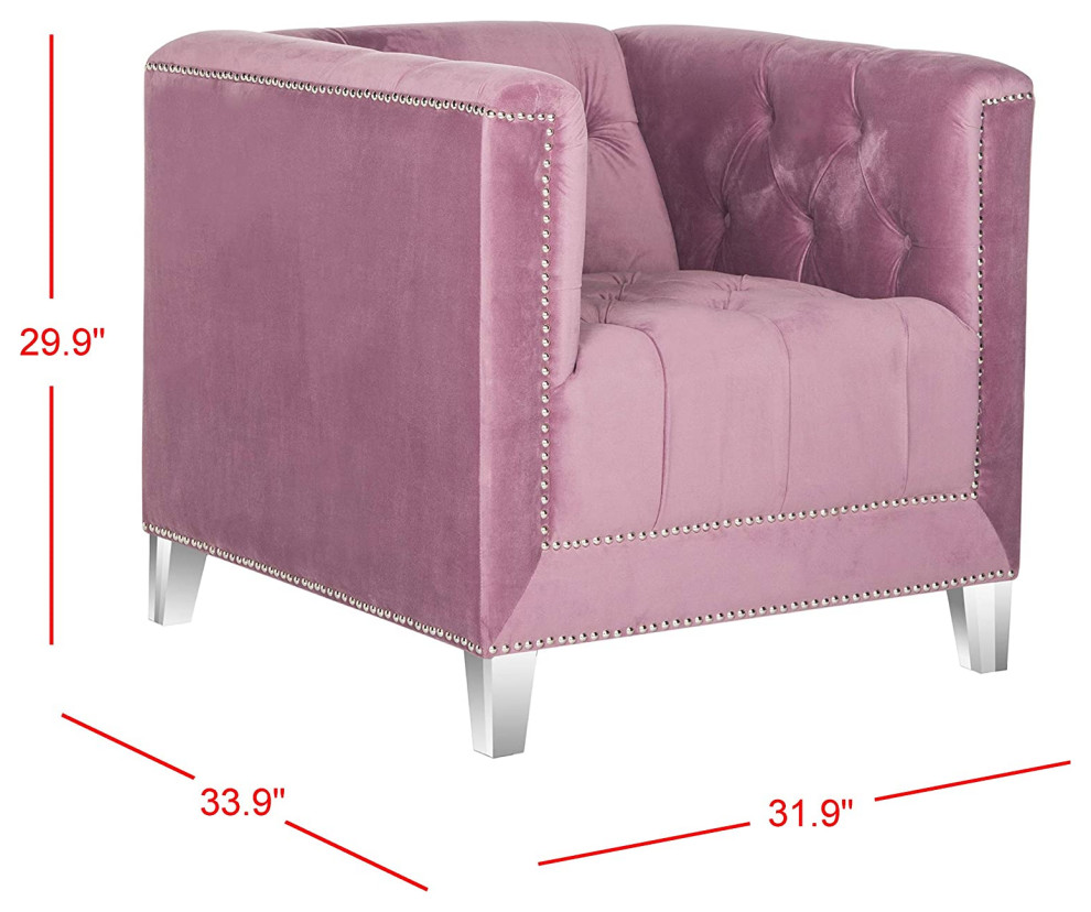 Contemporary Accent Chair  Transparent Legs With Button Tufted Seat  Plum   Contemporary   Armchairs And Accent Chairs   by Declusia  Houzz