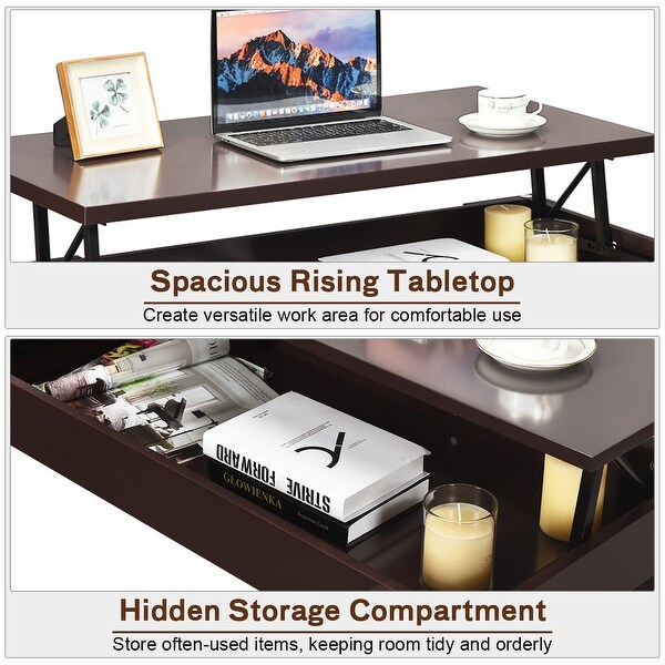 Costway Lift Top Coffee Table Pop-UP Cocktail Table w/Hidden - See Details