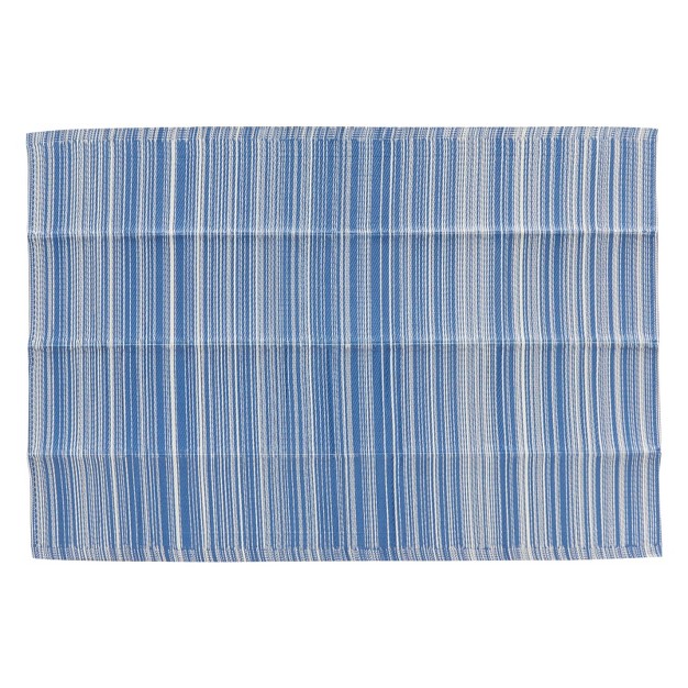 Juvale Plastic Straw Mat For Patio Deck Beach Striped Indoor amp Outdoor Patio Rug Blue white 5x7 Ft
