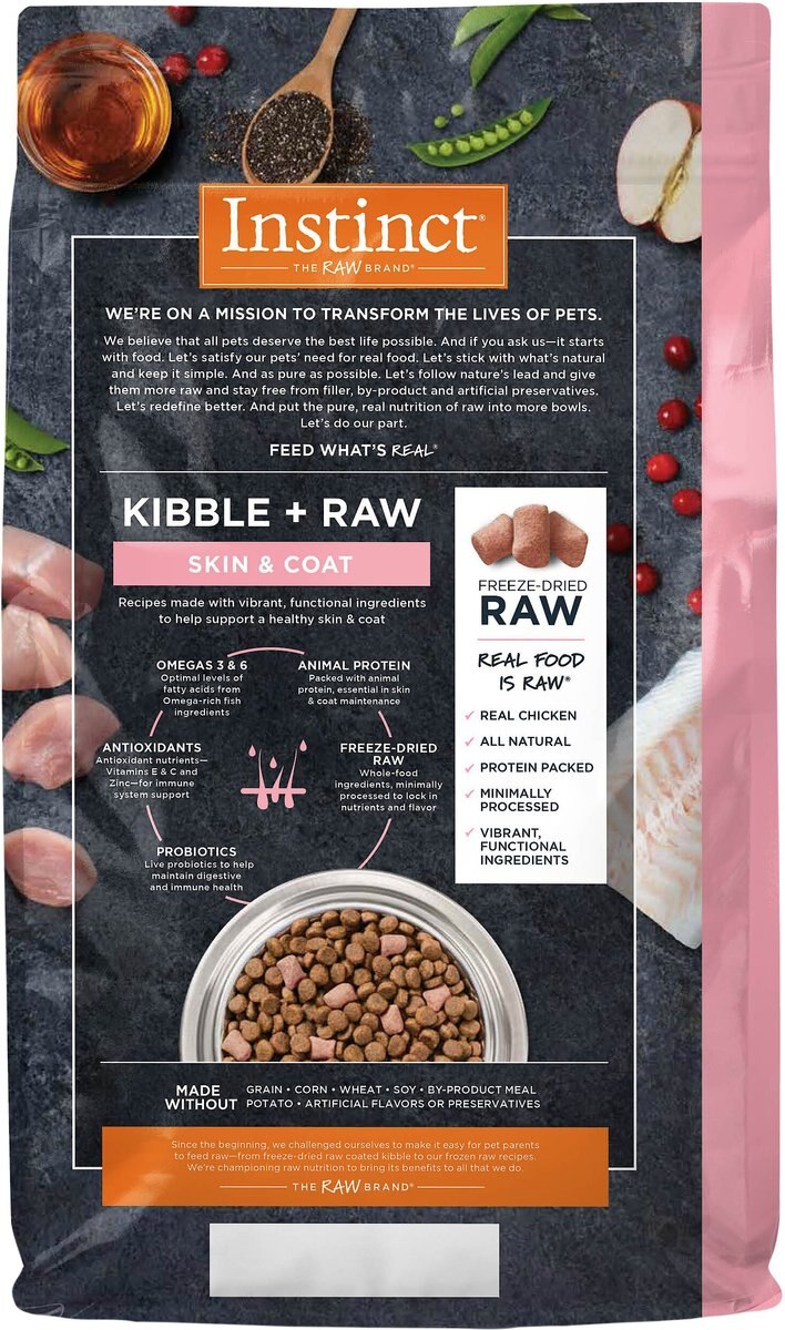 Instinct Raw Boost Skin and Coat Health Grain-Free Recipe with Real Chicken and Freeze-Dried Raw Pieces Adult Dry Dog Food