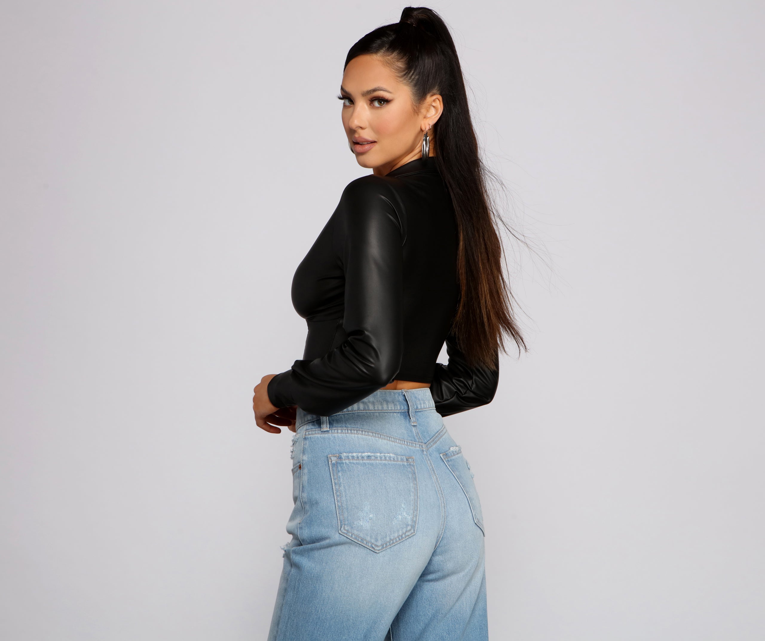 An Edgy Vibe Faux Leather Crop Top