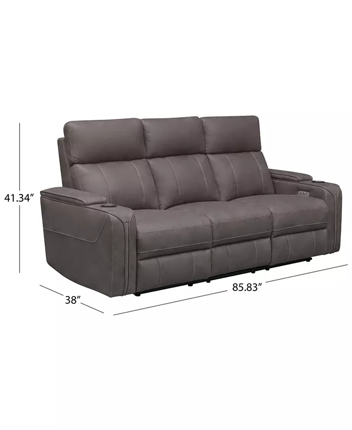 Abbyson Living Avenger 85.8 Fabric with Dropdown Table Power Reclining Sofa