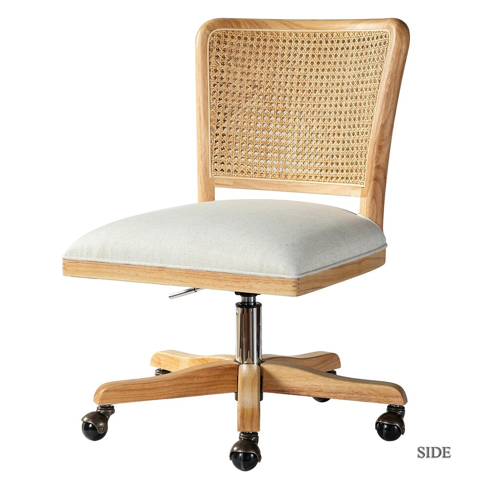 Calcutta Modern Rattan Back Task Chair with Solid Wood Legs by HULALA HOME