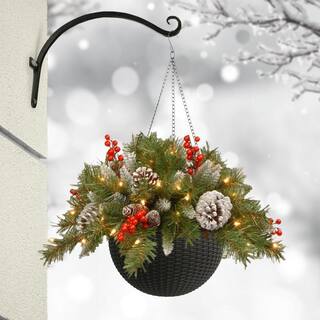 Algreen Wicker 10 in. Hanging Basket Planter Self-Watering Plastic Rattan Black (2-Pack) 14327