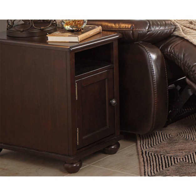 Barilanni Chairside End Table With Usb Ports And Outlets Dark Brown Signature Design By Ashley