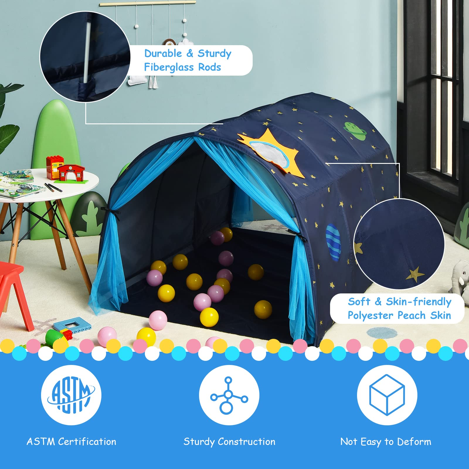 Costzon Kids Galaxy Starry Sky Dream Bed Tent