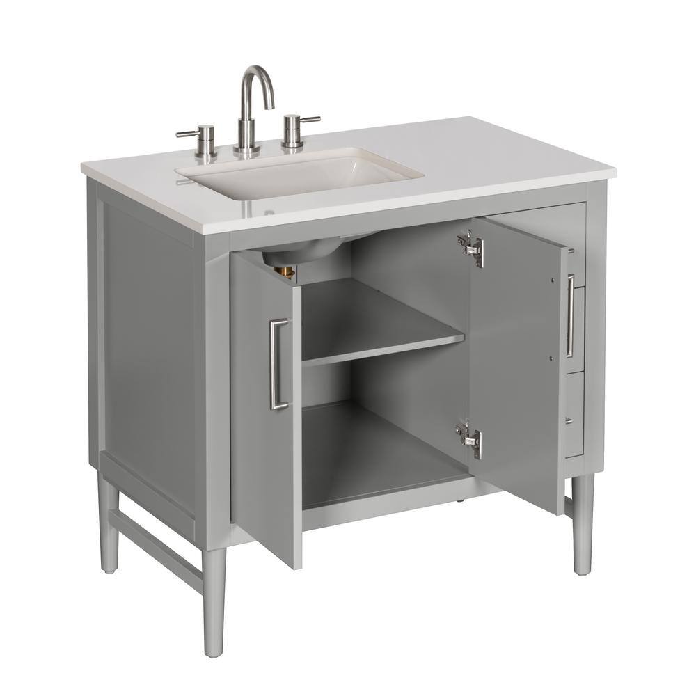 Home Decorators Collection Nova 37 in. W x 22. D x 35. H Vanity in Storm Grey with Engineered Solid Surface Vanity Top 21038-VS37EW-ST