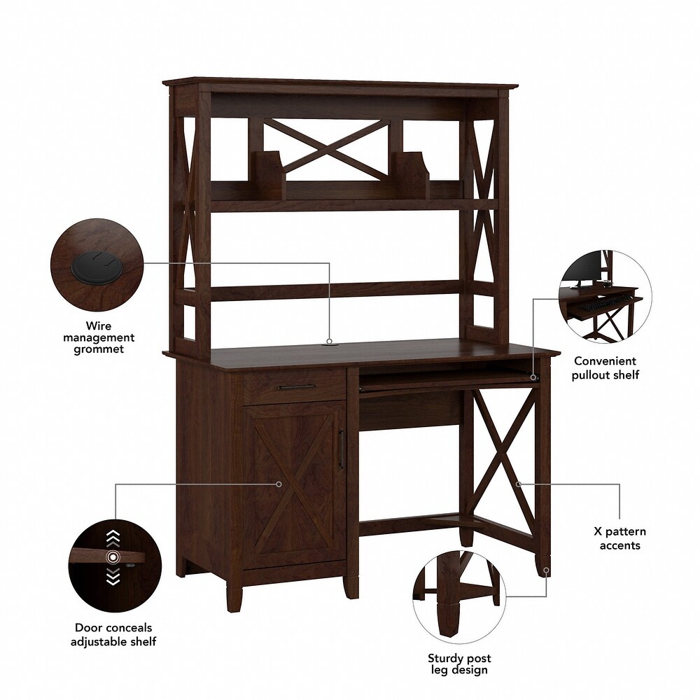 Key West 48W Small Computer Desk with Hutch by Bush Furniture