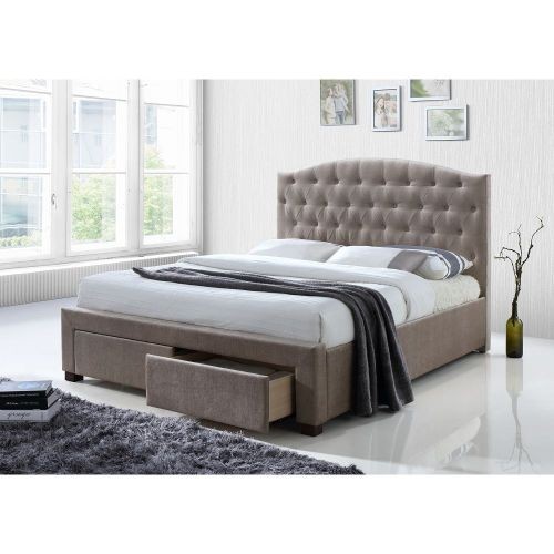 Acme Denise Queen Bed in Mink Fabric 25670Q