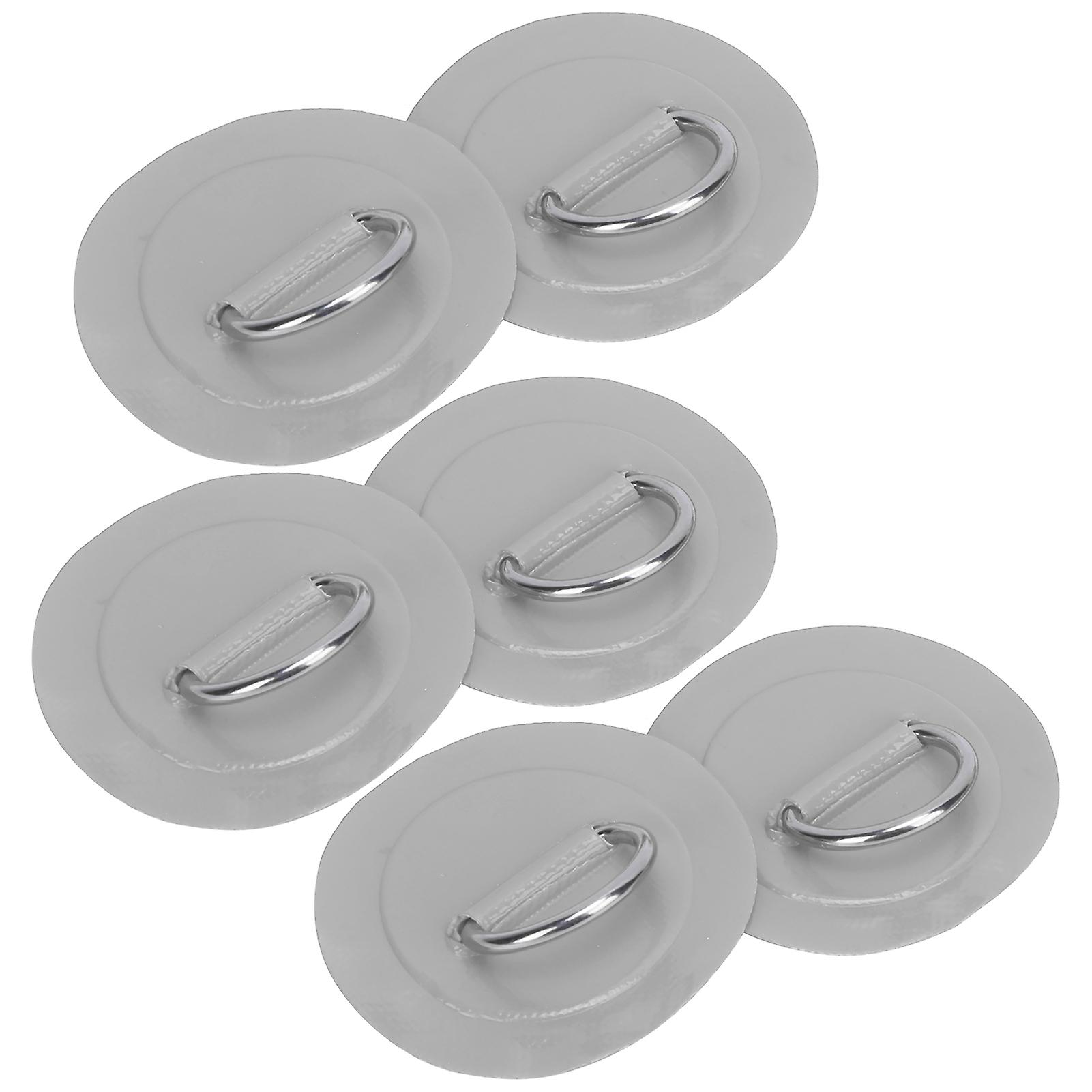 6 Pcs Inflatable Boat Dring Pad Patch Pvc Durable Marine Stainless Steel Fixed Bucklegray