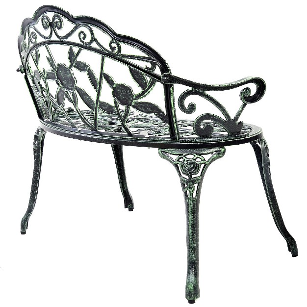 Tangkula Outdoor Garden Bench Cast Aluminum Cast Iron Antique Green