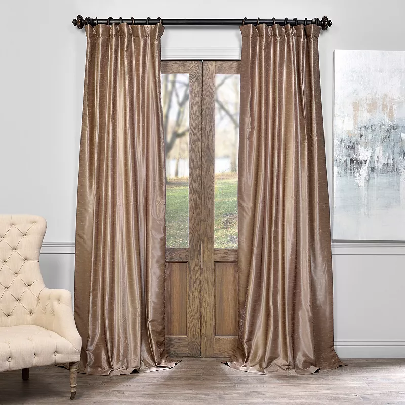 EFF 1-Panel Vintage Textured Faux-Dupioni Silk Window Curtain