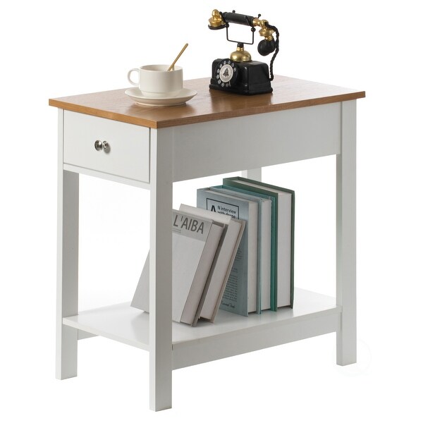 White Side Table With Drawer For Entryway，Living room，or Bedroom