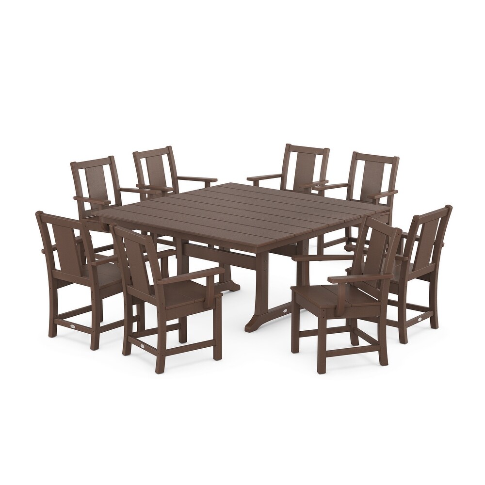 Prairie 9 Piece Square Farmhouse Dining Set with Trestle Legs