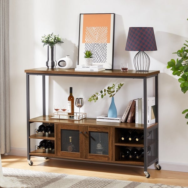 Wine shelf table， modern wine bar cabinet， console table， bar table， TV cabinet， sideboard with storage compartment